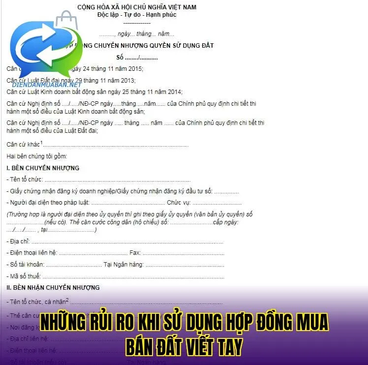 Những rủi ro khi sử dụng hợp đồng mua bán đất viết tay