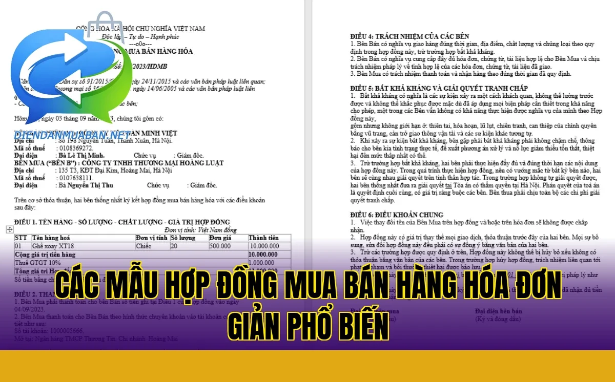 Các mẫu hợp đồng mua bán hàng hóa đơn giản phổ biến