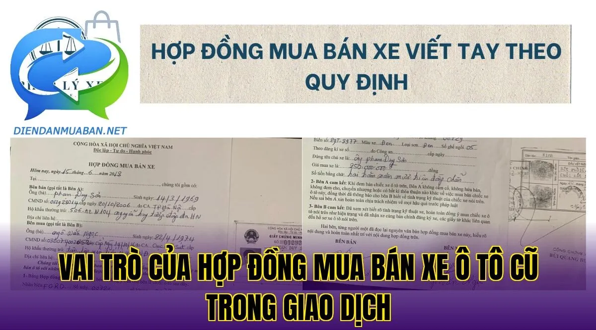 Vai trò của hợp đồng mua bán xe ô tô cũ trong giao dịch