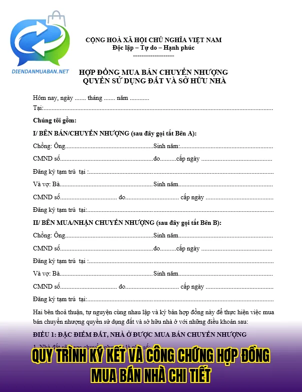 Quy trình ký kết và công chứng hợp đồng mua bán nhà chi tiết