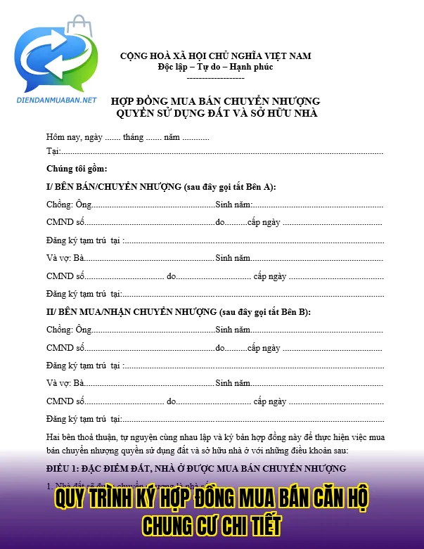 Quy trình ký hợp đồng mua bán căn hộ chung cư chi tiết