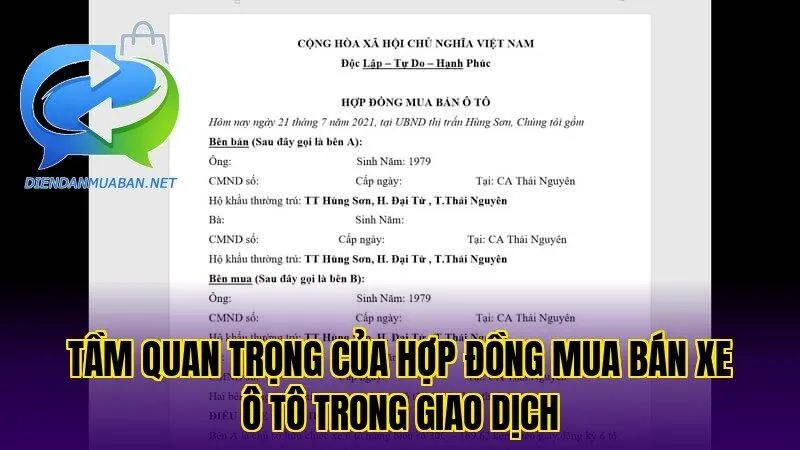 Tầm quan trọng của hợp đồng mua bán xe ô tô trong giao dịch