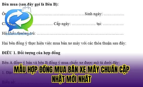 Mẫu hợp đồng mua bán xe máy chuẩn cập nhật mới nhất