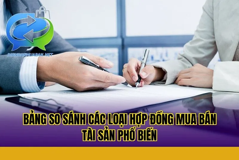 Bảng so sánh các loại hợp đồng mua bán tài sản phổ biến