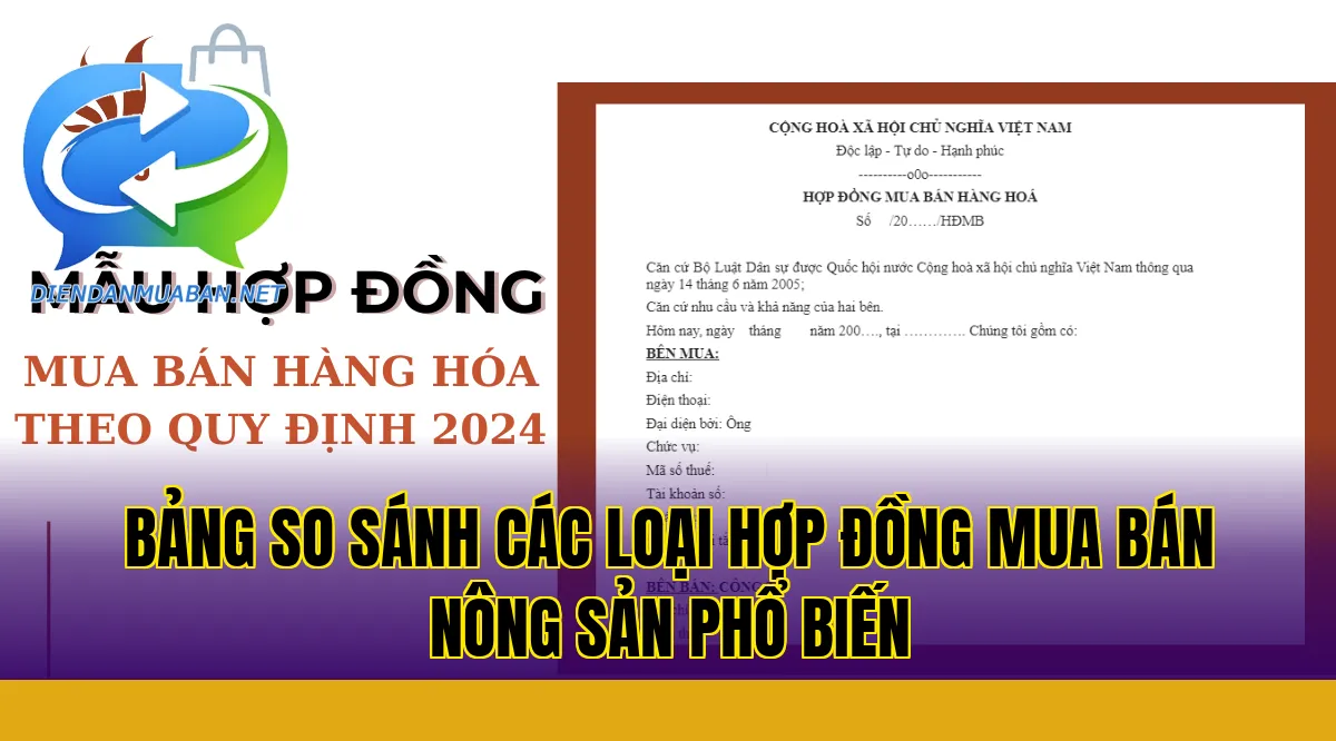 Bảng so sánh các loại hợp đồng mua bán nông sản phổ biến