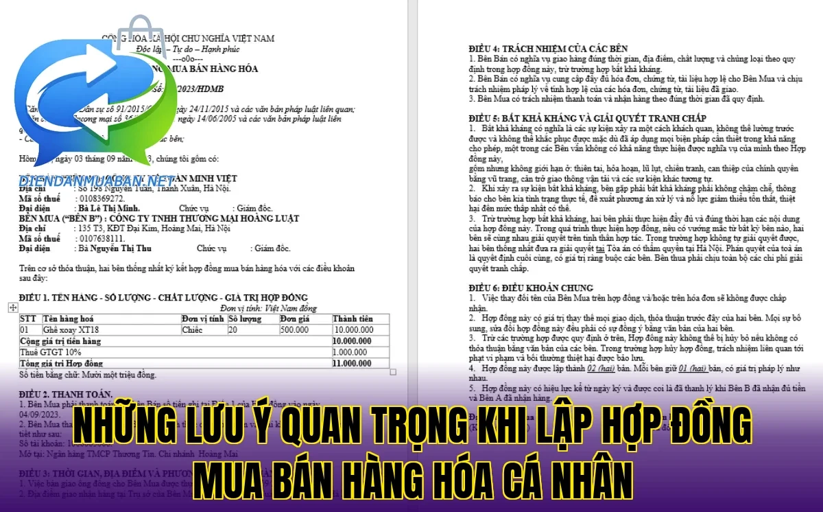 Những lưu ý quan trọng khi lập hợp đồng mua bán hàng hóa cá nhân