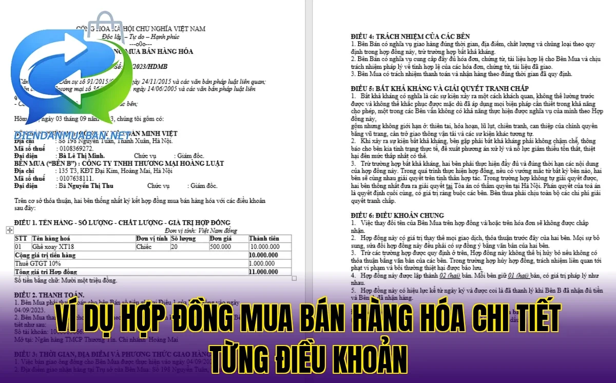 Ví dụ hợp đồng mua bán hàng hóa chi tiết từng điều khoản