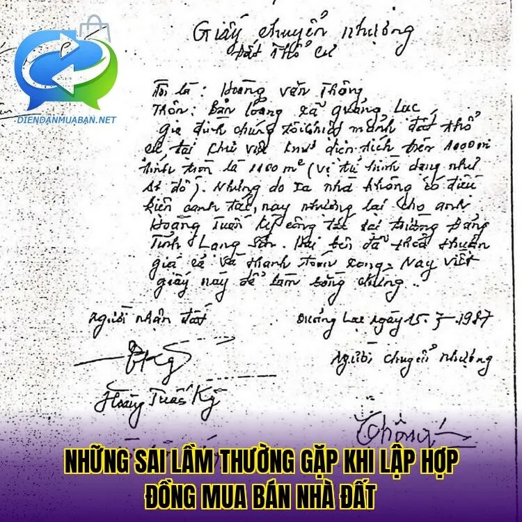 Những sai lầm thường gặp khi lập hợp đồng mua bán nhà đất