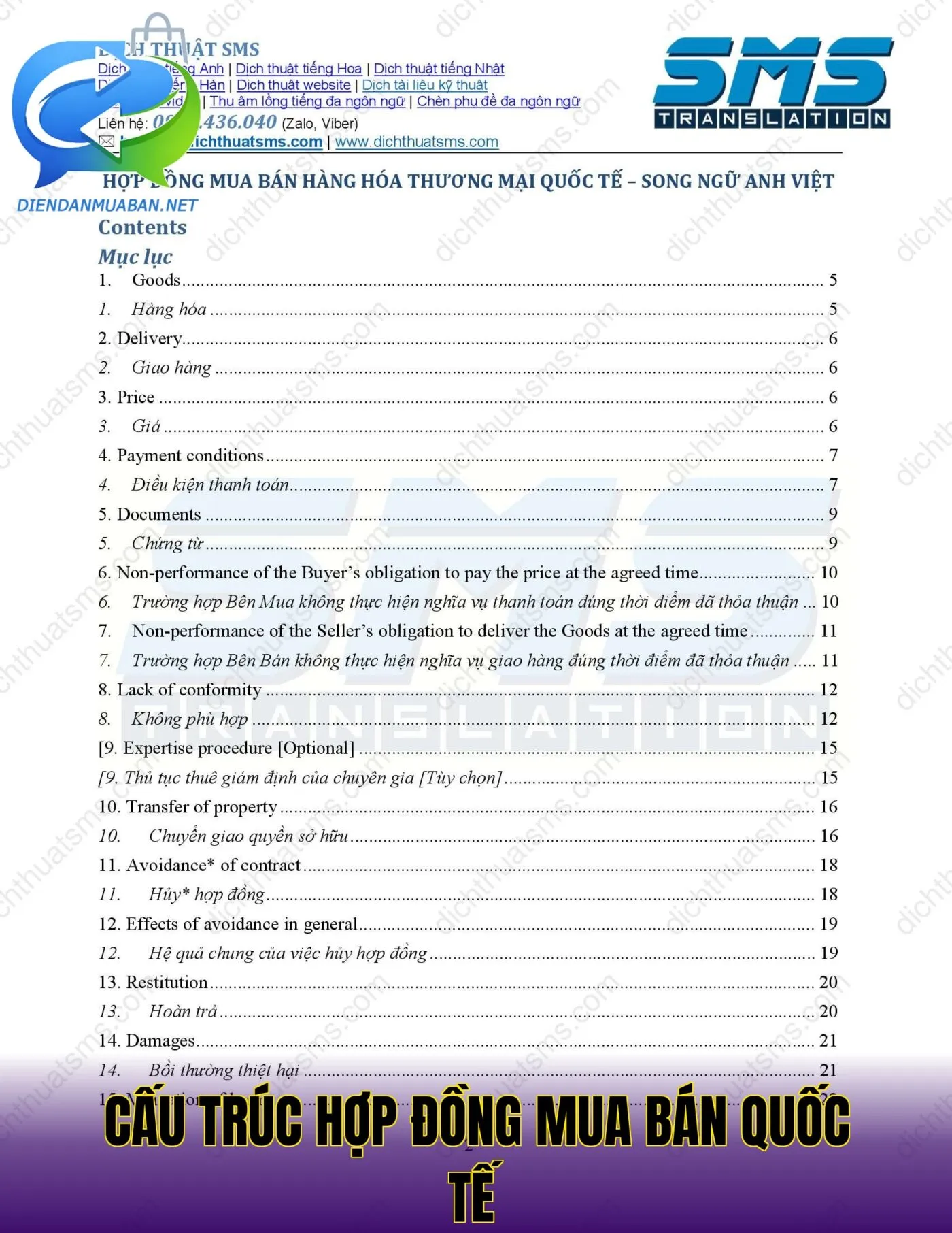 Cấu trúc hợp đồng mua bán quốc tế