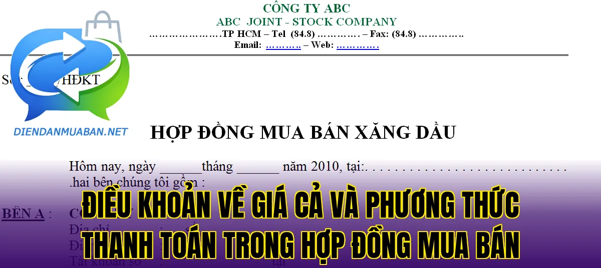 Điều khoản về giá cả và phương thức thanh toán trong hợp đồng mua bán