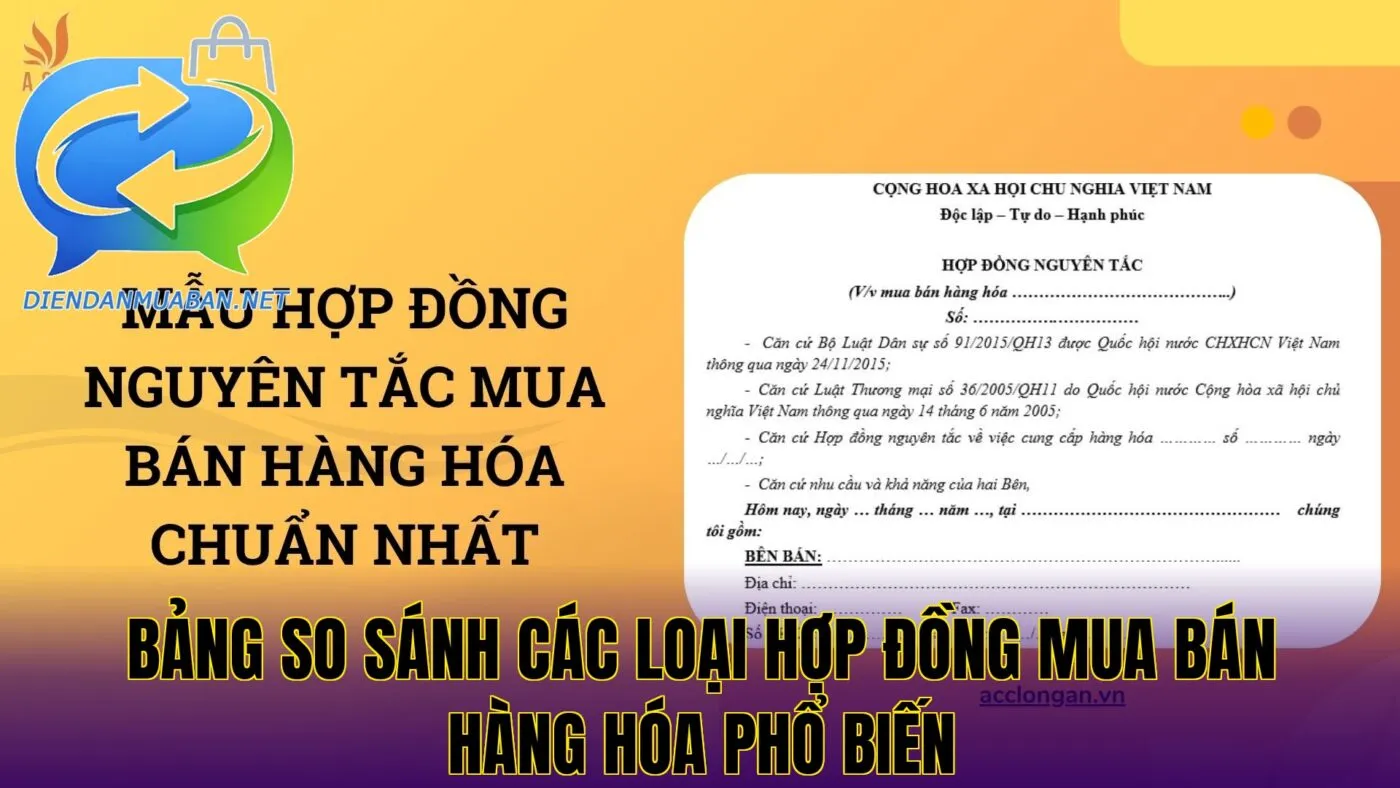 Bảng so sánh các loại hợp đồng mua bán hàng hóa phổ biến