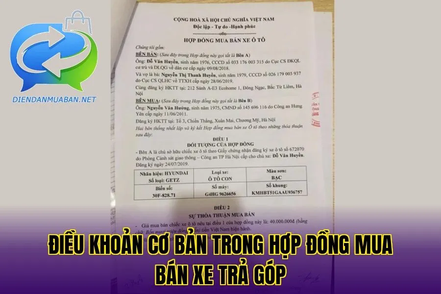 Điều khoản cơ bản trong hợp đồng mua bán xe trả góp