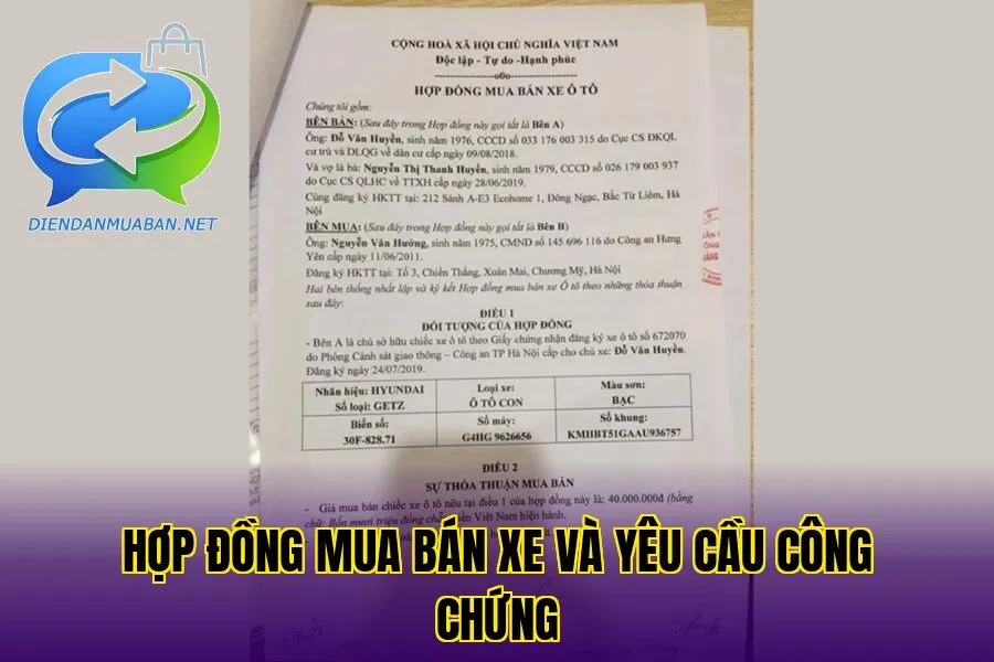 Hợp đồng mua bán xe và yêu cầu công chứng