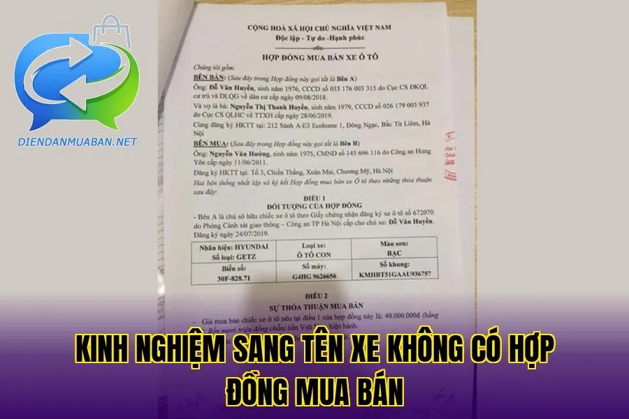 Kinh nghiệm sang tên xe không có hợp đồng mua bán