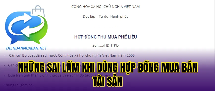 Những sai lầm khi dùng hợp đồng mua bán tài sản