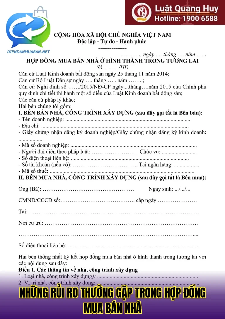 Những rủi ro thường gặp trong hợp đồng mua bán nhà