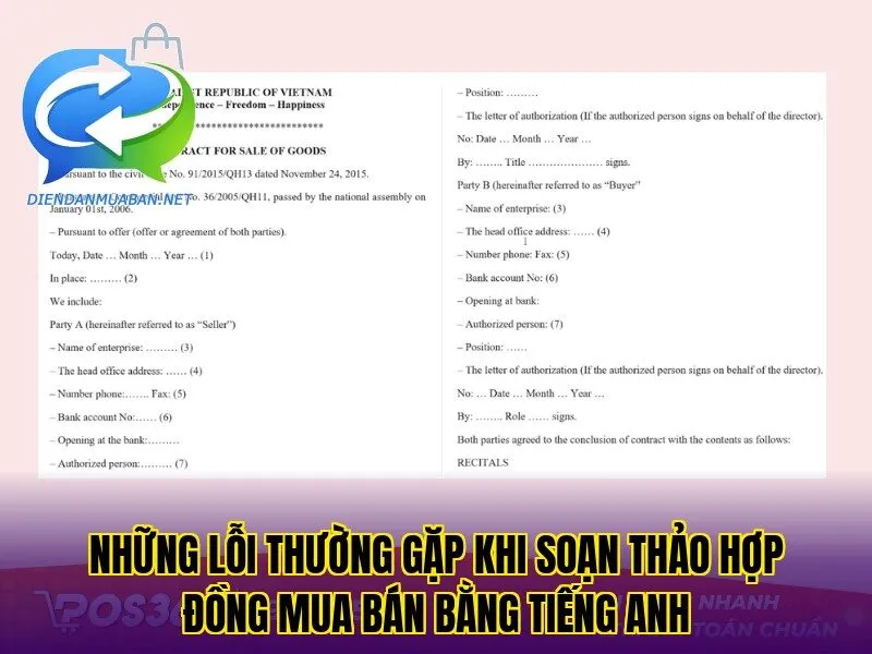 Những lỗi thường gặp khi soạn thảo hợp đồng mua bán bằng tiếng Anh