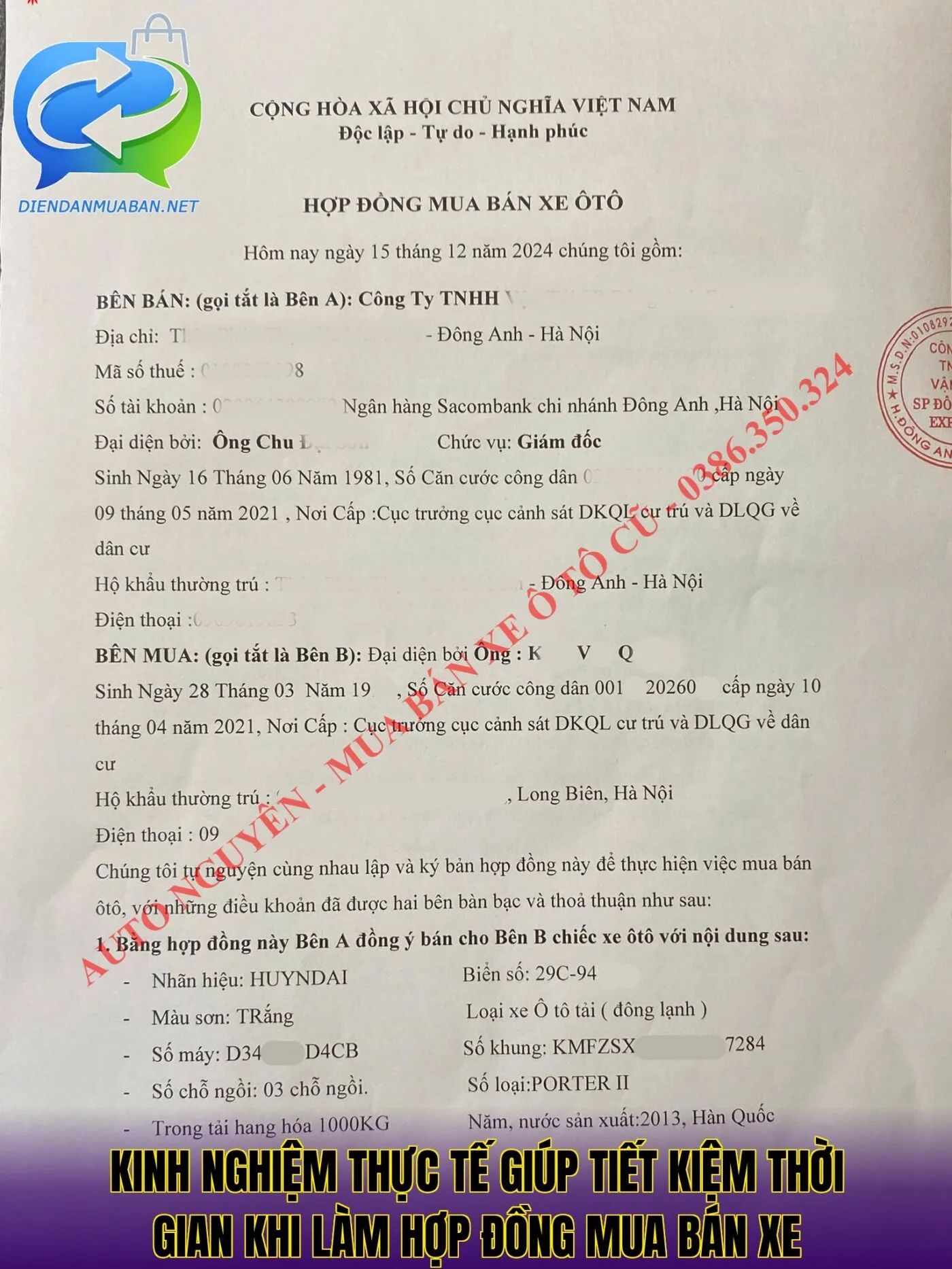 Kinh nghiệm thực tế giúp tiết kiệm thời gian khi làm hợp đồng mua bán xe