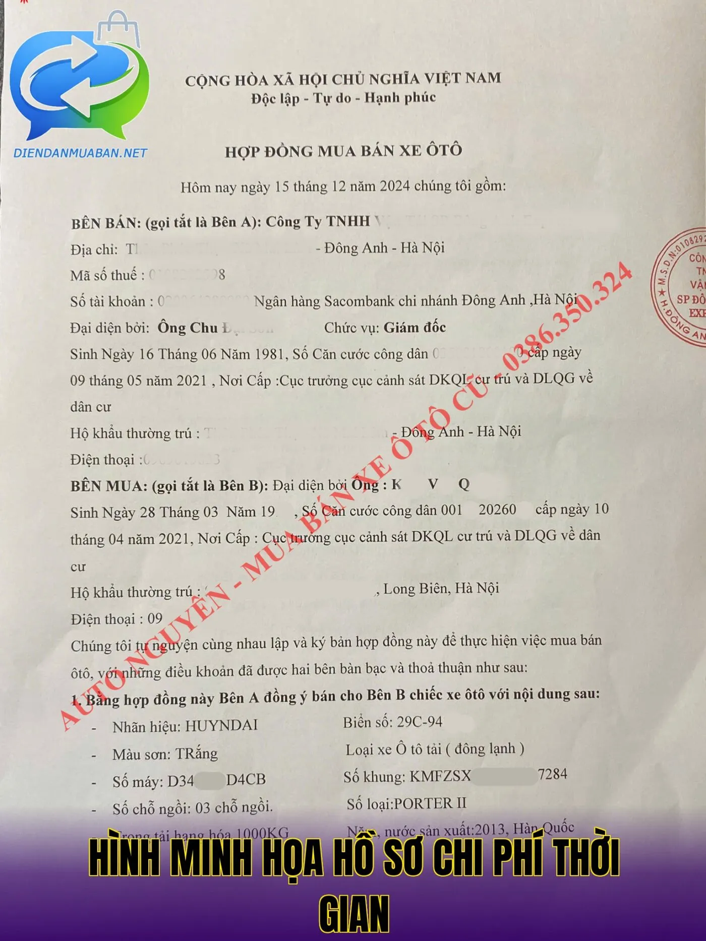 Hình minh họa hồ sơ chi phí thời gian