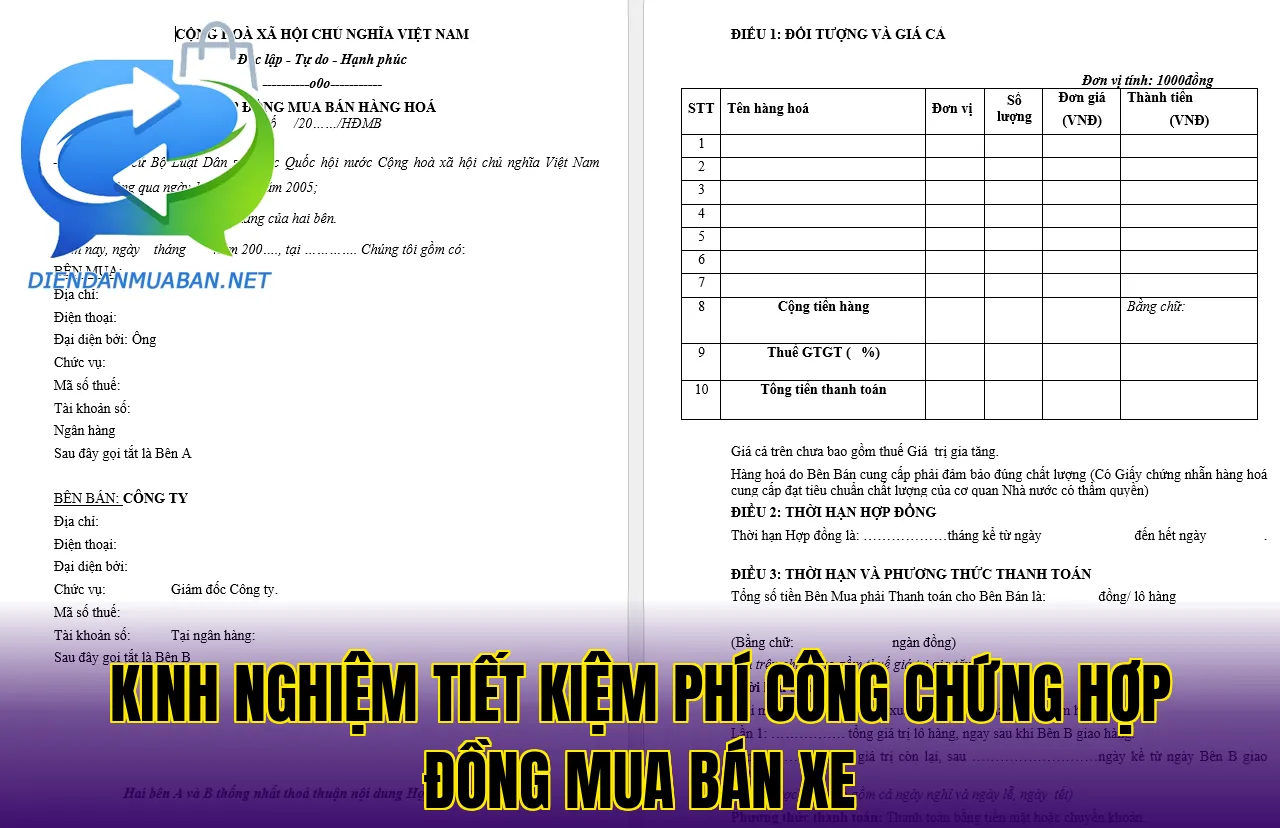 Kinh nghiệm tiết kiệm phí công chứng hợp đồng mua bán xe