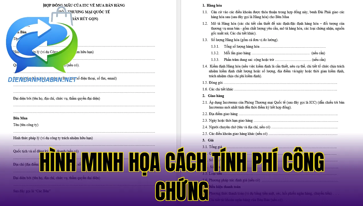 Hình minh họa cách tính phí công chứng