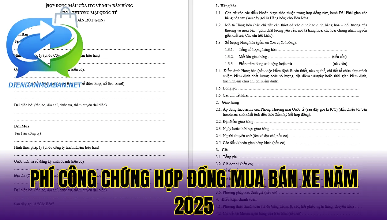 Phí công chứng hợp đồng mua bán xe năm 2025