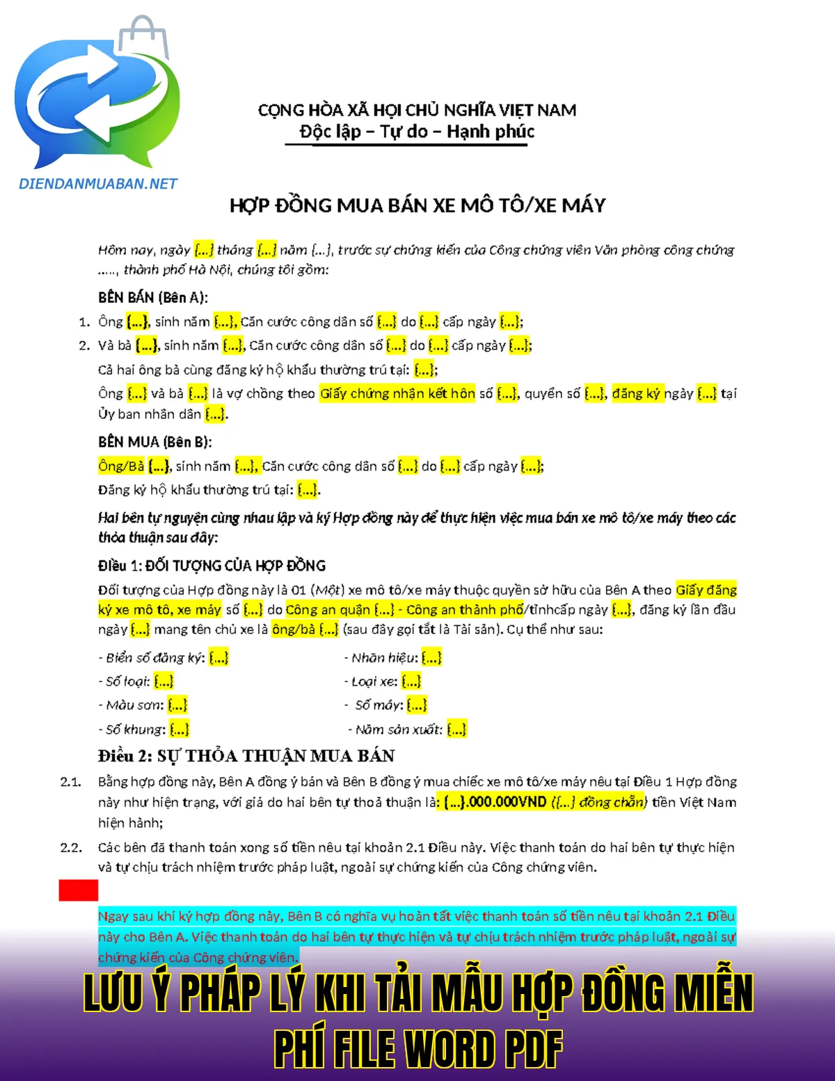 Lưu ý pháp lý khi tải mẫu hợp đồng miễn phí file Word PDF