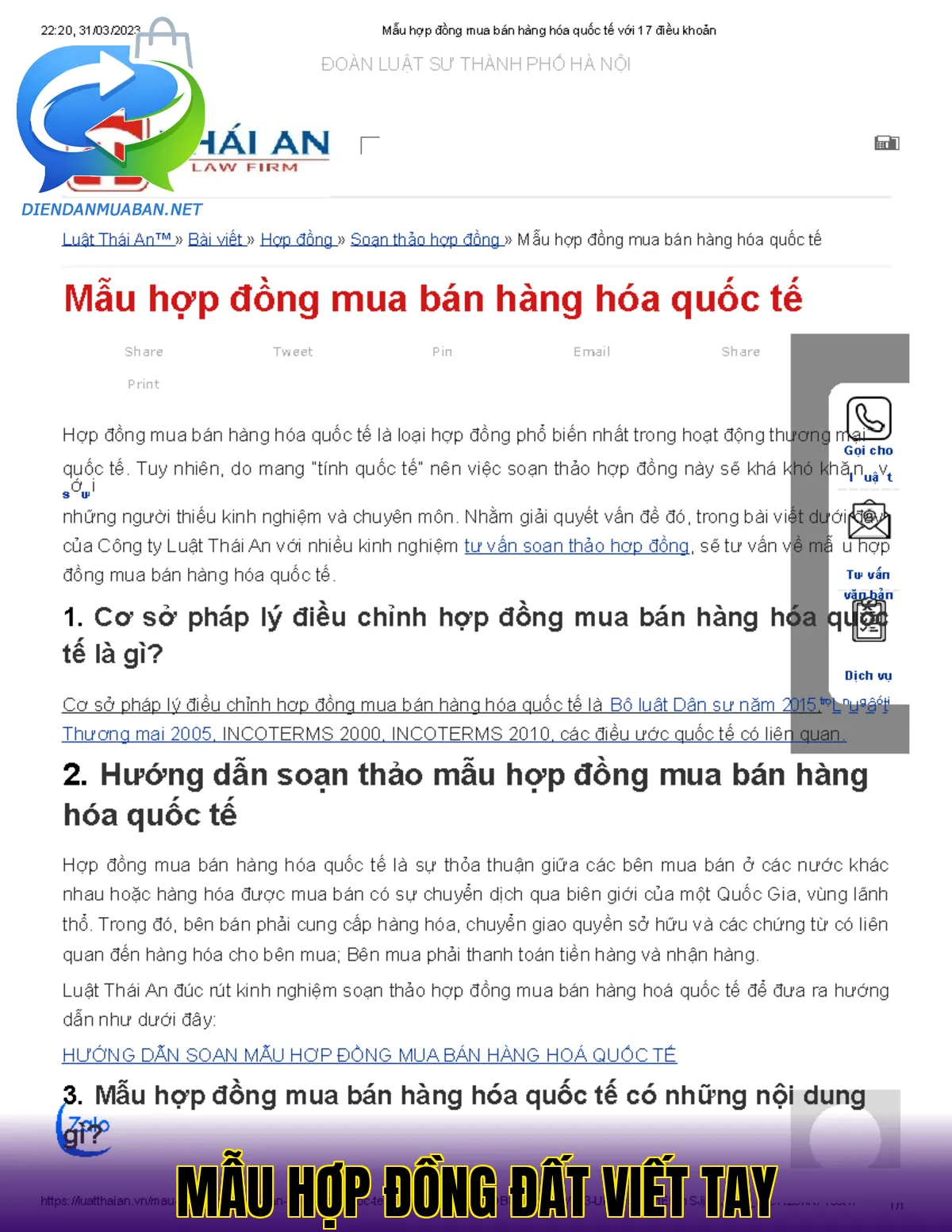 MẪU HỢP ĐỒNG ĐẤT VIẾT TAY